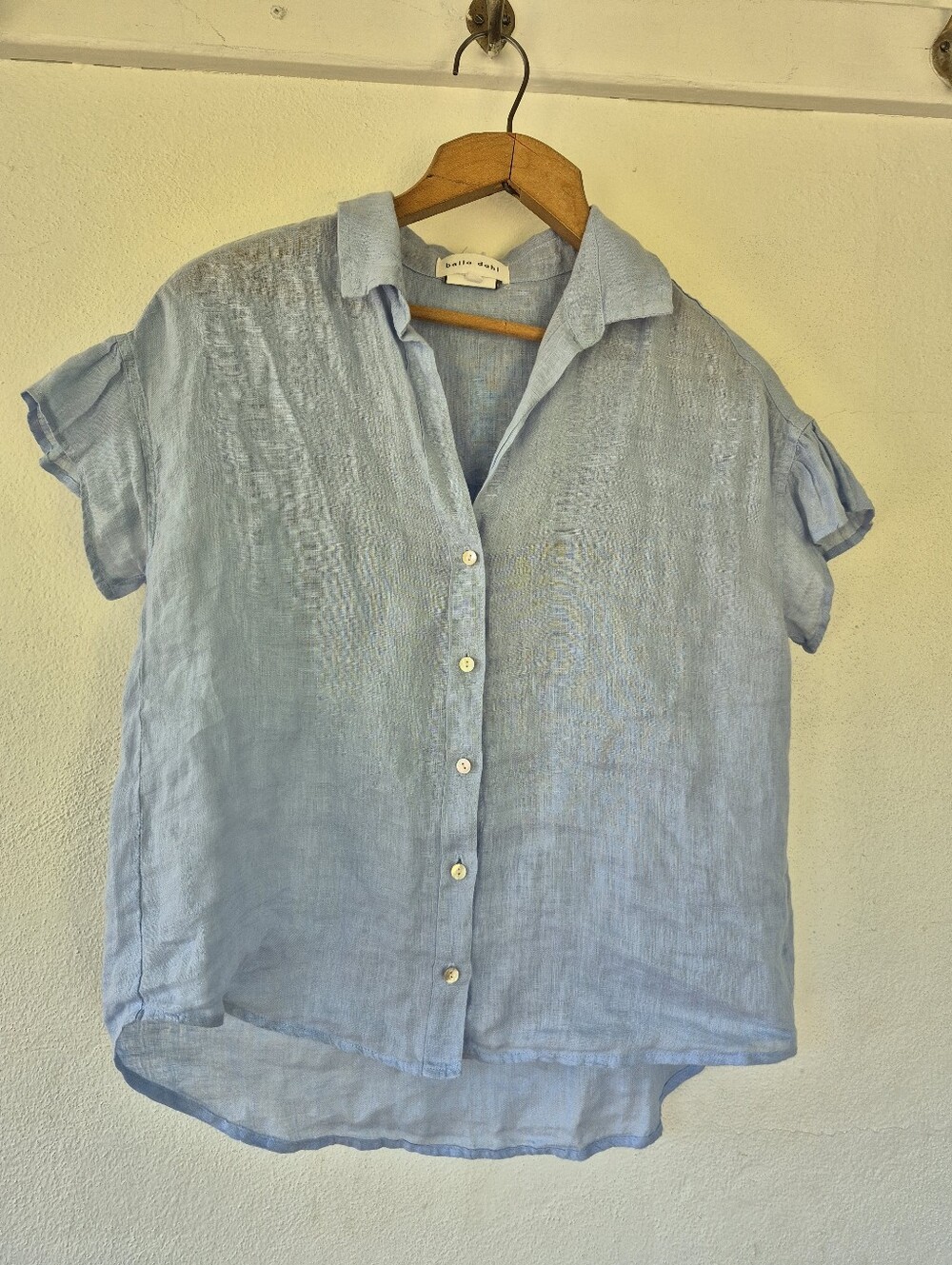 100% Linen Top By Bella Dahl Light Blue Size Small